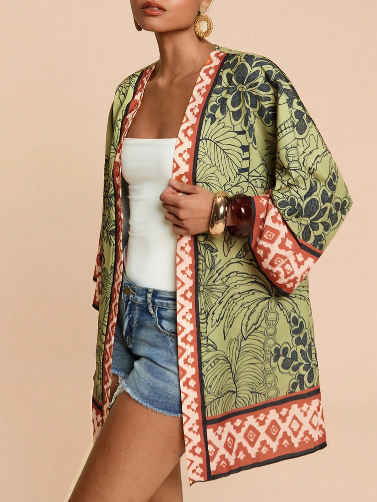 Travachic Women's Tropical Print Casual Cover-Up