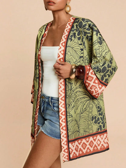 Travachic Women's Tropical Print Casual Cover-Up