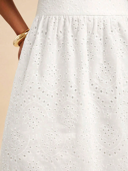 Travachic Women's White Summer Elegant Holiday Tea Party Vacation Two Pieces Outfits,Boho Embroidery Beach,Bohemian Western Style Casual Daily Wear