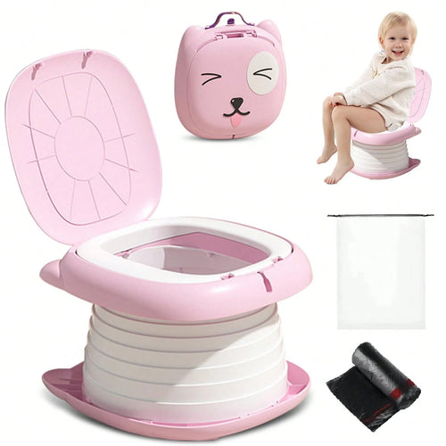 Travel Potty For Toddlers, Portable Potty Chair With 1 Roll Premium Waste Bags- Kids Toilet For Car, Camping, Indoor Outdoor- Easy Clean Training Seat