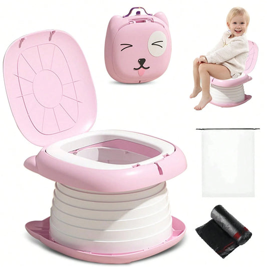 Travel Potty For Toddlers, Portable Potty Chair With 1 Roll Premium Waste Bags- Kids Toilet For Car, Camping, Indoor Outdoor- Easy Clean Training Seat