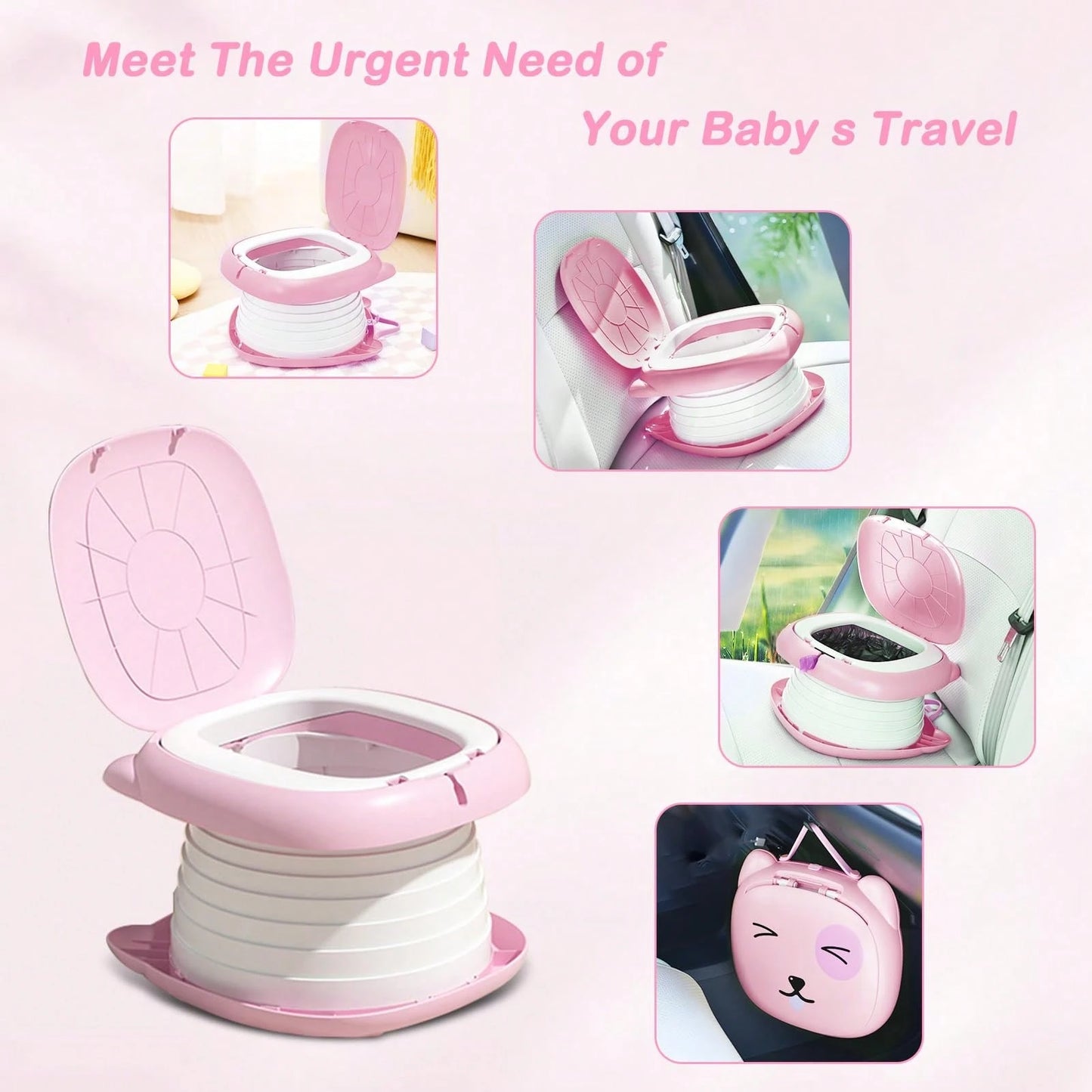 Travel Potty For Toddlers, Portable Potty Chair With 1 Roll Premium Waste Bags- Kids Toilet For Car, Camping, Indoor Outdoor- Easy Clean Training Seat