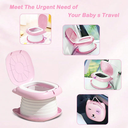 Travel Potty For Toddlers, Portable Potty Chair With 1 Roll Premium Waste Bags- Kids Toilet For Car, Camping, Indoor Outdoor- Easy Clean Training Seat