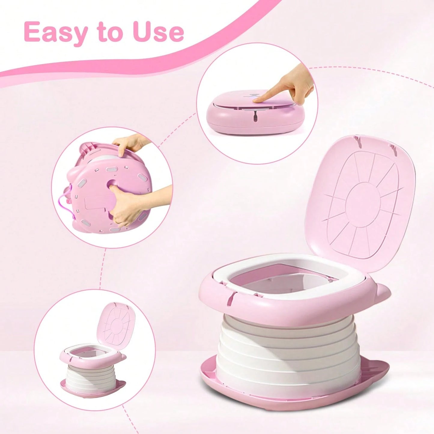 Travel Potty For Toddlers, Portable Potty Chair With 1 Roll Premium Waste Bags- Kids Toilet For Car, Camping, Indoor Outdoor- Easy Clean Training Seat