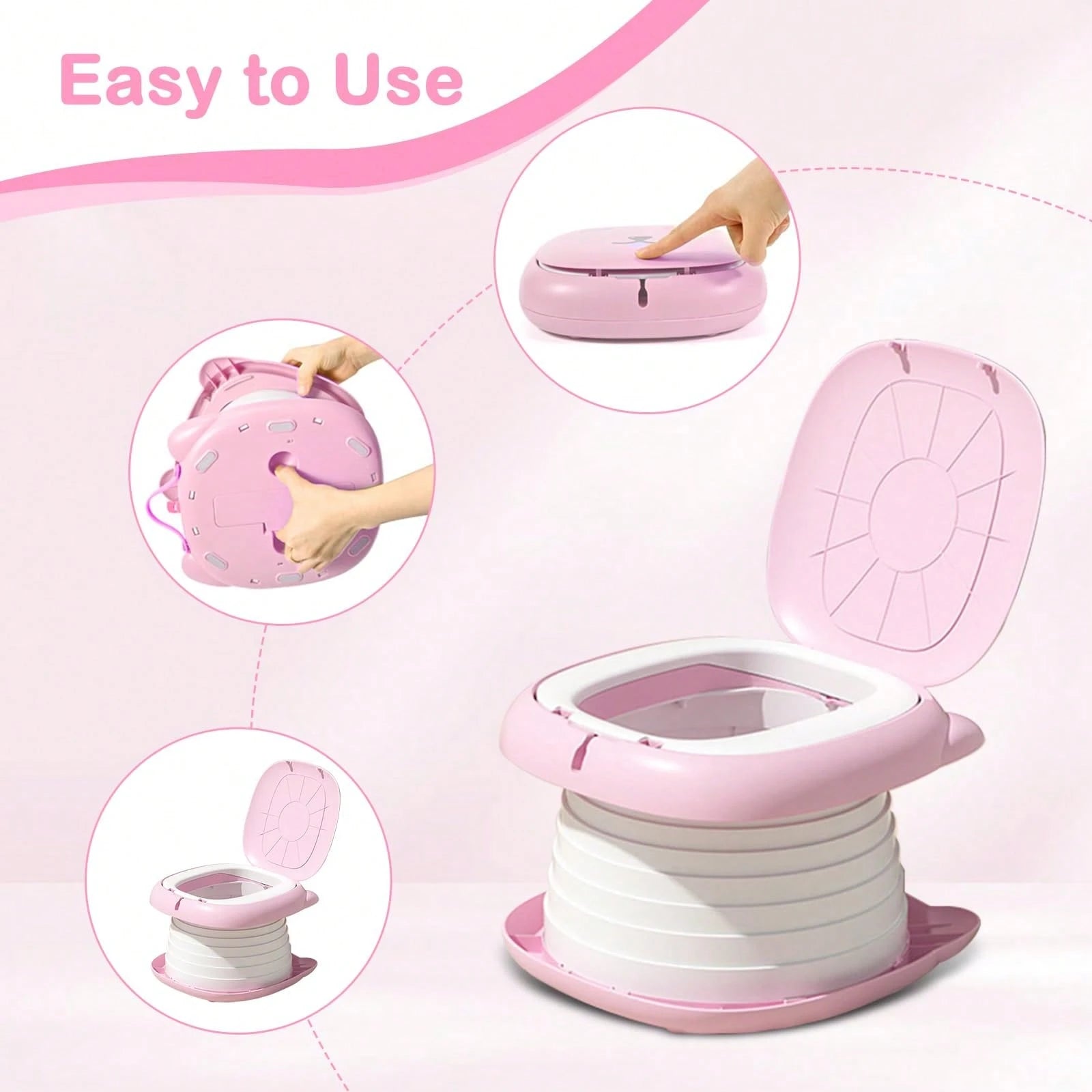 Travel Potty For Toddlers, Portable Potty Chair With 1 Roll Premium Waste Bags- Kids Toilet For Car, Camping, Indoor Outdoor- Easy Clean Training Seat
