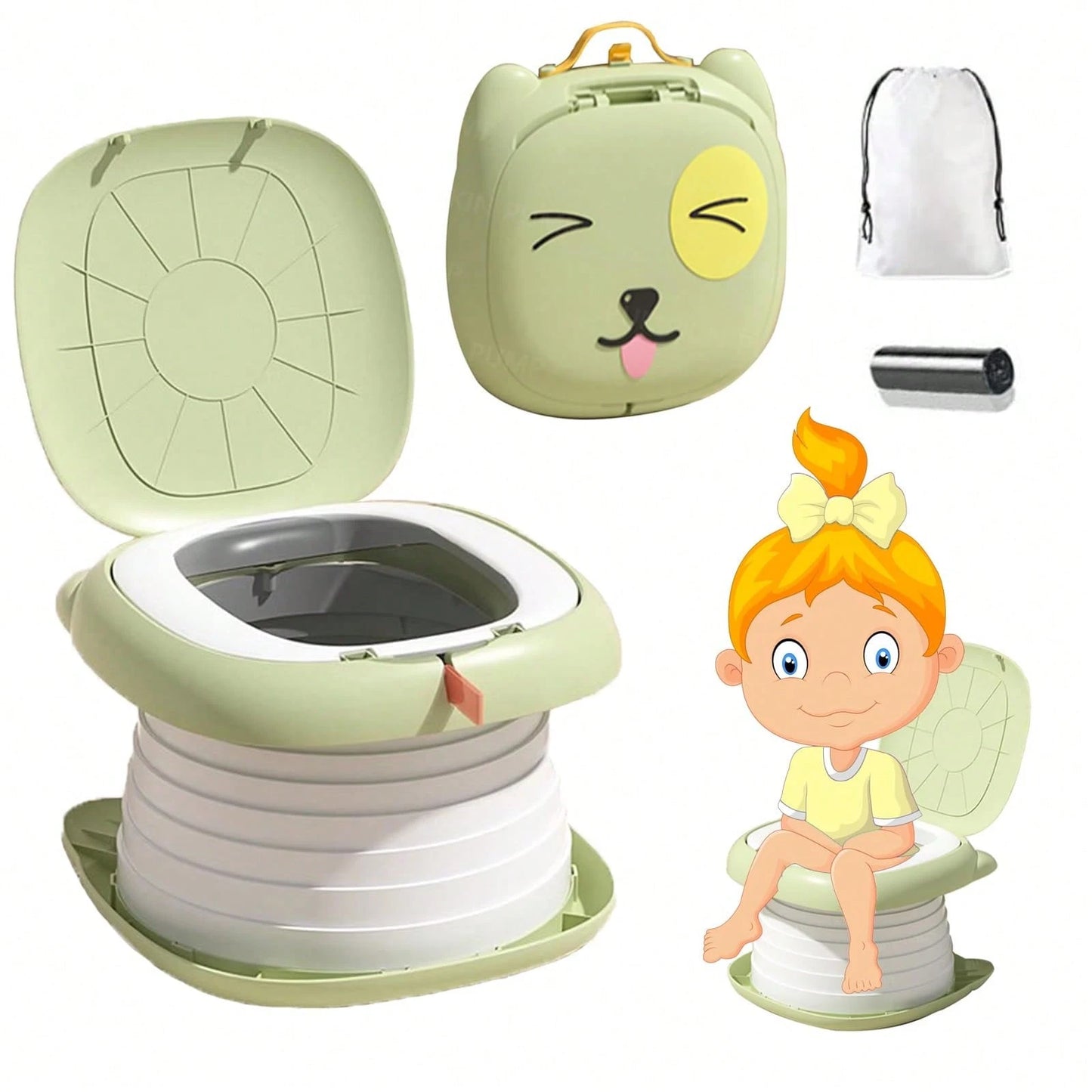 Travel Potty For Toddlers, Portable Potty Chair With 1 Roll Premium Waste Bags- Kids Toilet For Car, Camping, Indoor Outdoor- Easy Clean Training Seat