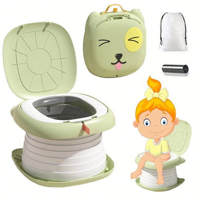 Travel Potty For Toddlers, Portable Potty Chair With 1 Roll Premium Waste Bags- Kids Toilet For Car, Camping, Indoor Outdoor- Easy Clean Training Seat