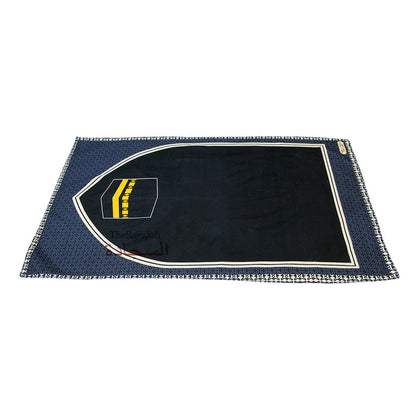 Travel Prayer Rug - Thin 24x40-in Black Kabah Arched Design Sajadah Prayer Rug