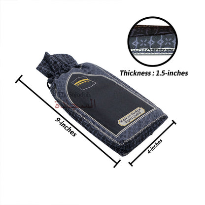 Travel Prayer Rug - Thin 24x40-in Black Kabah Arched Design Sajadah Prayer Rug