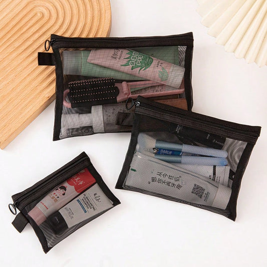 Travel Storage Bag Makeup Bag Transparent Mesh Portable Minimalist Toiletry Bag Storage Bag Large Capacity Lipstick Pouch
