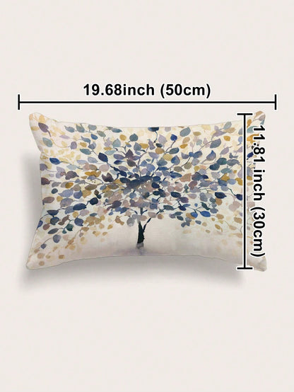 Tree Print Lumbar Pillow Cover, Modern Throw Pillow Case, Pillow Insert Not Include, For Sofa, Living Room