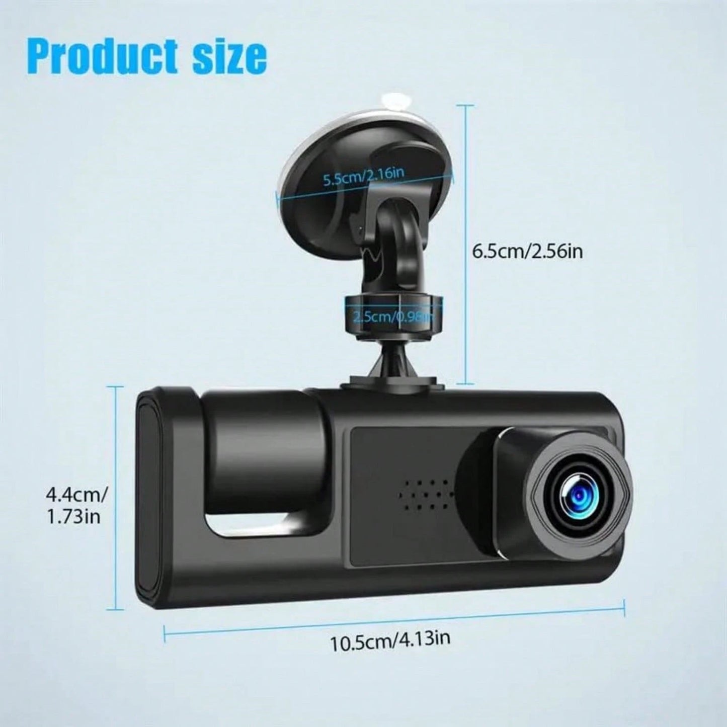 Triple Camera Dash Cam- Infrared Night Vision, 1080P Front And 720P Rear,170° Wide Angle & Built-In Audio Loop Recording, Perfect Vehicle Safety Camera 24 Hours Parking Mode For New Cars Or Holiday G