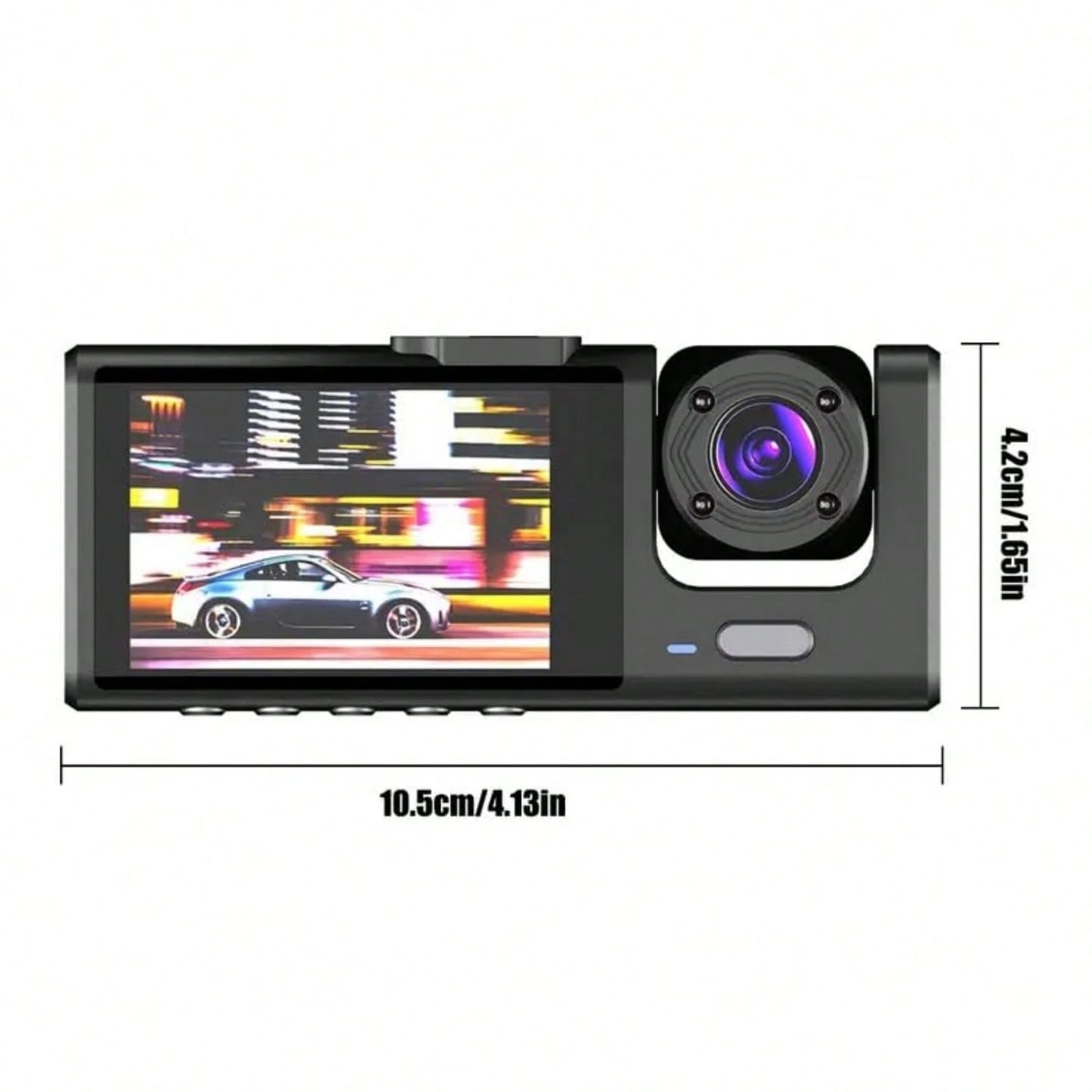 Triple Camera Dash Cam- Infrared Night Vision, 1080P Front And 720P Rear,170° Wide Angle & Built-In Audio Loop Recording, Perfect Vehicle Safety Camera 24 Hours Parking Mode For New Cars Or Holiday G