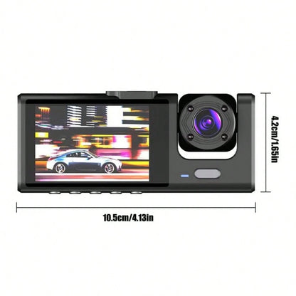 Triple Camera Dash Cam- Infrared Night Vision, 1080P Front And 720P Rear,170° Wide Angle & Built-In Audio Loop Recording, Perfect Vehicle Safety Camera 24 Hours Parking Mode For New Cars Or Holiday G
