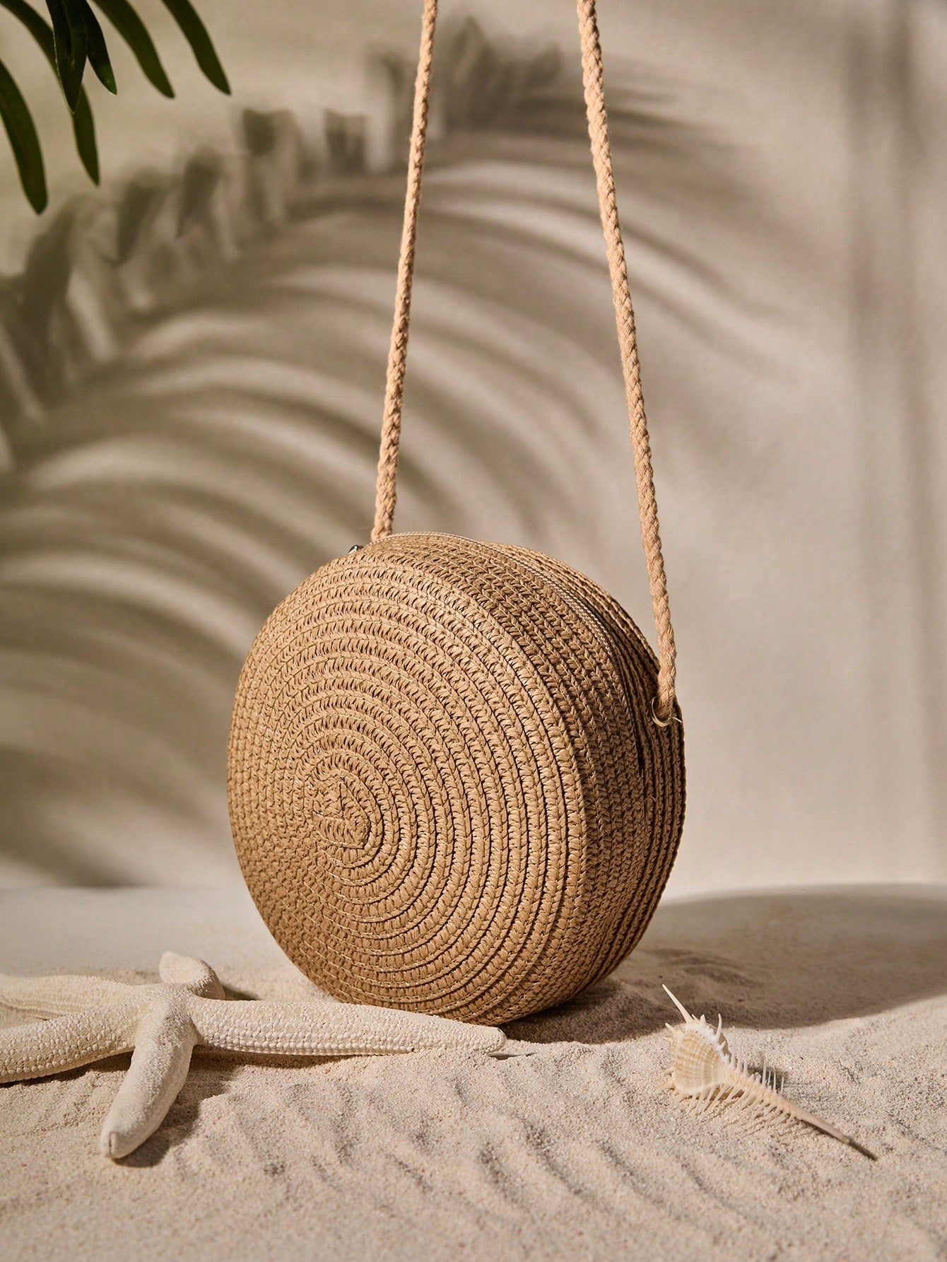 Tropiscape Mini Minimalist Straw Bag Simple Round Straw Bag,Mini Woven Crossbody Bag,Women's Summer Purse (6.3 X 6.3) Inch Mini Round Straw Woven Crossbody Bag,Fashion Braided Circle Purse,Summer Bag