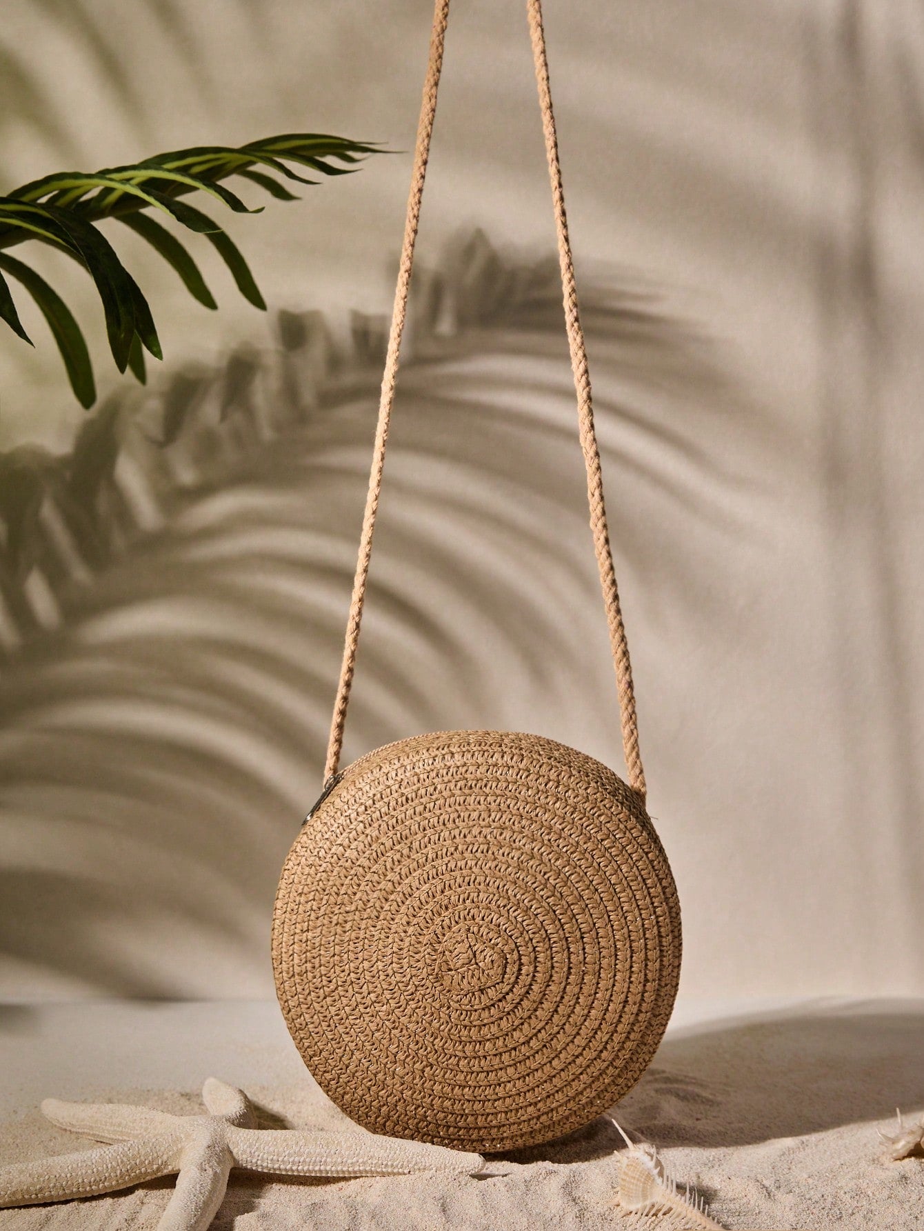 Tropiscape Mini Minimalist Straw Bag Simple Round Straw Bag,Mini Woven Crossbody Bag,Women's Summer Purse (6.3 X 6.3) Inch Mini Round Straw Woven Crossbody Bag,Fashion Braided Circle Purse,Summer Bag