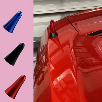 TRTY 1pc 1.57inch Aluminum Alloy Car Roof Short Antenna And 2 Universal Screw Adapters, Car Conical Short Antenna, Antenna Top Cover Modification Accessory, Avoid Roof Rack Obstruction- High Conducti