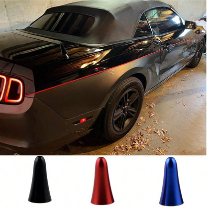 TRTY 1pc 1.57inch Aluminum Alloy Car Roof Short Antenna And 2 Universal Screw Adapters, Car Conical Short Antenna, Antenna Top Cover Modification Accessory, Avoid Roof Rack Obstruction- High Conducti