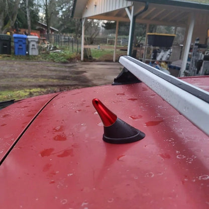 TRTY 1pc 1.57inch Aluminum Alloy Car Roof Short Antenna And 2 Universal Screw Adapters, Car Conical Short Antenna, Antenna Top Cover Modification Accessory, Avoid Roof Rack Obstruction- High Conducti