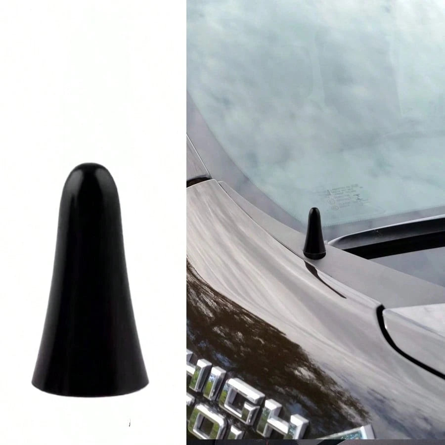 TRTY 1pc 1.57inch Aluminum Alloy Car Roof Short Antenna And 2 Universal Screw Adapters, Car Conical Short Antenna, Antenna Top Cover Modification Accessory, Avoid Roof Rack Obstruction- High Conducti