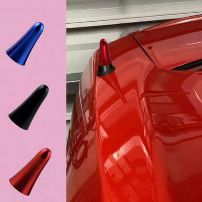 TRTY 1pc 1.57inch Aluminum Alloy Car Roof Short Antenna And 2 Universal Screw Adapters, Car Conical Short Antenna, Antenna Top Cover Modification Accessory, Avoid Roof Rack Obstruction- High Conducti