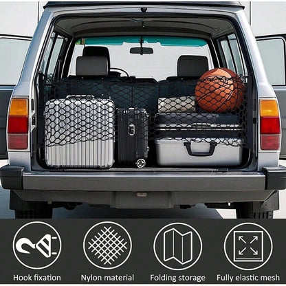 Truck Bed Organizer Net- 49"X15.7" Elastic Cargo Net With 4 Metal Hooks, Secures Gear In Trucks, SUVs, Truck Bed Storage Hold Many Items