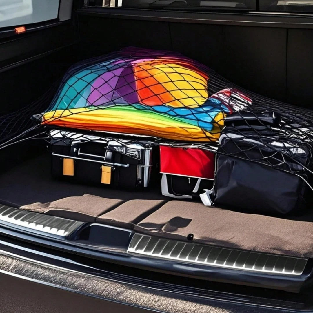 Truck Bed Organizer Net- 49"X15.7" Elastic Cargo Net With 4 Metal Hooks, Secures Gear In Trucks, SUVs, Truck Bed Storage Hold Many Items