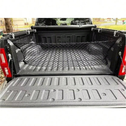 Truck Bed Organizer Net- 49"X15.7" Elastic Cargo Net With 4 Metal Hooks, Secures Gear In Trucks, SUVs, Truck Bed Storage Hold Many Items