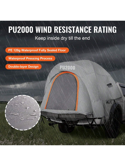 Truck Bed Tent, SUV Camping Tent, Pickup Truck Tent With Rain Layer And Carry Bag, Waterproof PU2000mm Double Layer Truck Tent For Camping, Accommodate 2-8 Person, For Camping Traveling Outdoor Activi