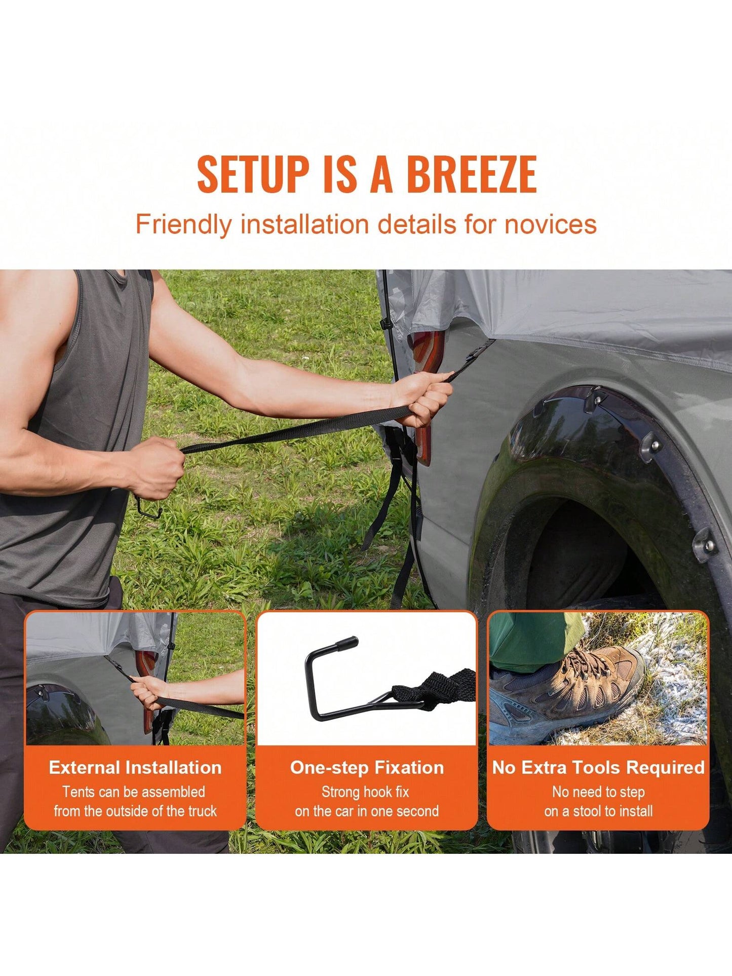 Truck Bed Tent, SUV Camping Tent, Pickup Truck Tent With Rain Layer And Carry Bag, Waterproof PU2000mm Double Layer Truck Tent For Camping, Accommodate 2-8 Person, For Camping Traveling Outdoor Activi