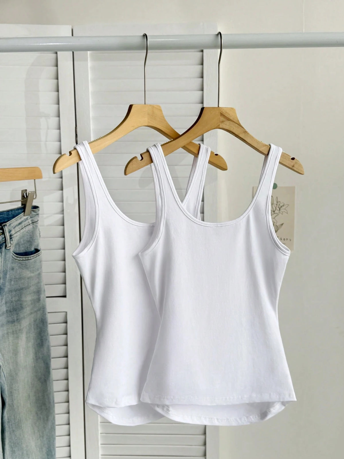 Tseoso 2pcs Women White Summer Casual Scoop Neck Ruched Waist Fitted Tank Top Set,Workout 95% Cotton Basic Tops,Vintage Cute Softgirl Daily Wear Fall Clothes