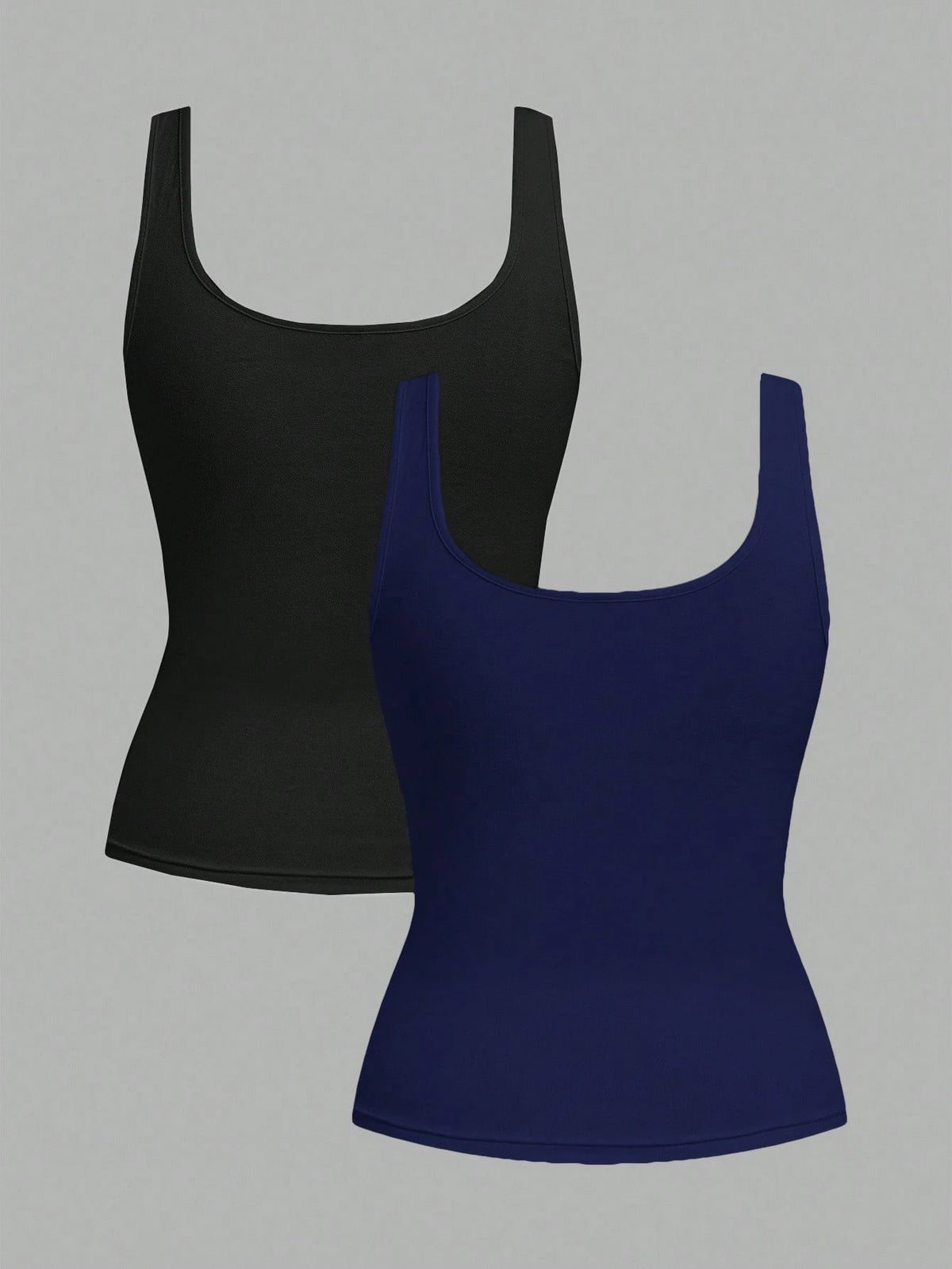 Tseoso 95% Cotton Women's Casual Large Scoop Neck Ruched Fitted Tank Top Set, Suitable For Daily Wear, Versatile