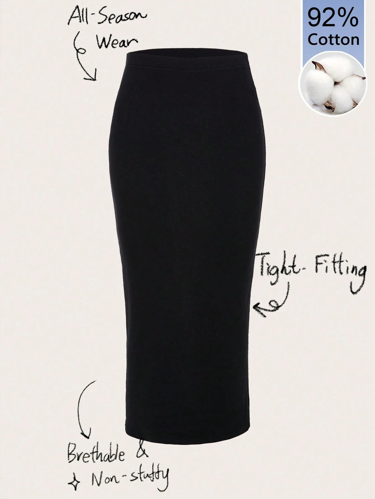Tseoso High Waist Solid Pencil Skirt