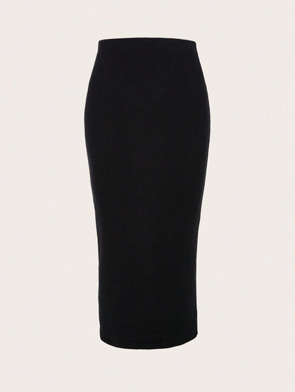 Tseoso High Waist Solid Pencil Skirt