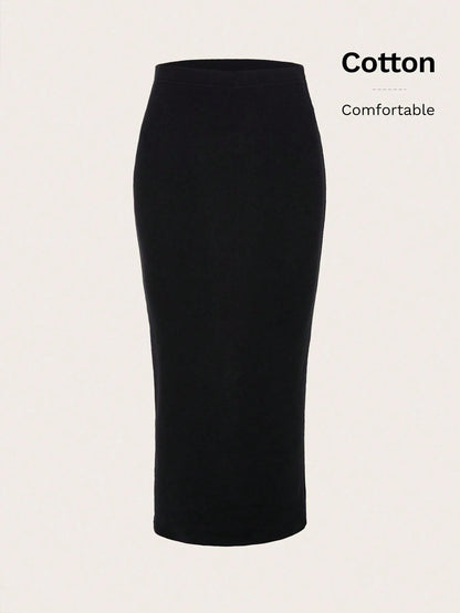 Tseoso High Waist Solid Pencil Skirt