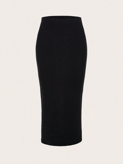 Tseoso High Waist Solid Pencil Skirt