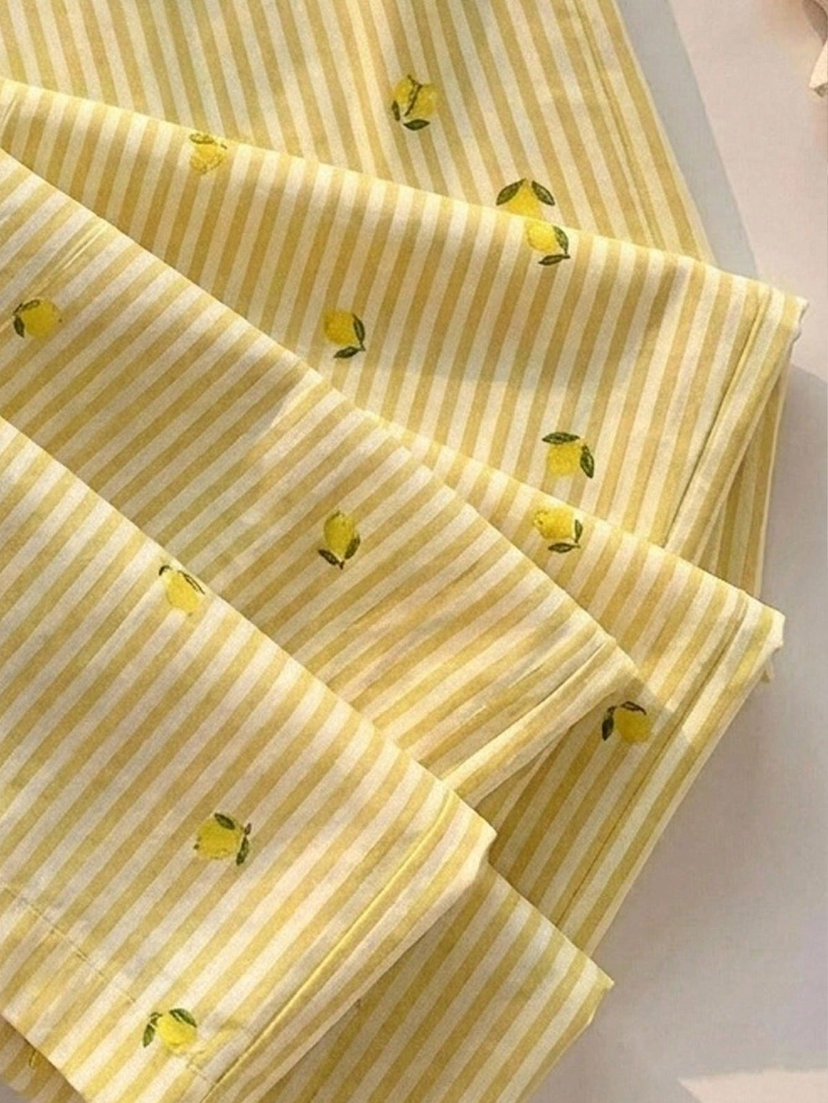 Tseoso Women's Cute Striped Lemon Pattern Print Drawstring Waist Casual Long Pants