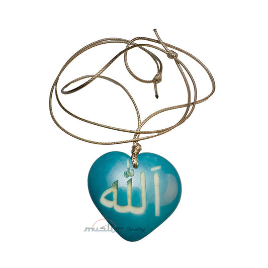 Turquoise Heart Shape - Name Of Allah - Tagua Pendant