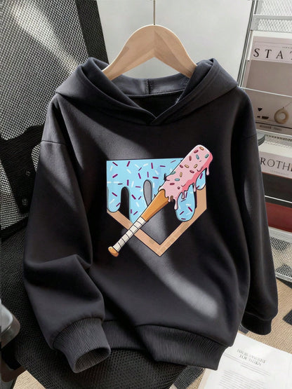 Tween Boy Thermal Lined Hooded Baseball Sweatshirt, Warm Winter Long Sleeve Top For Kids, Youth Street/Casual/Stylish/Daily/Sports/Fashion/School Wear