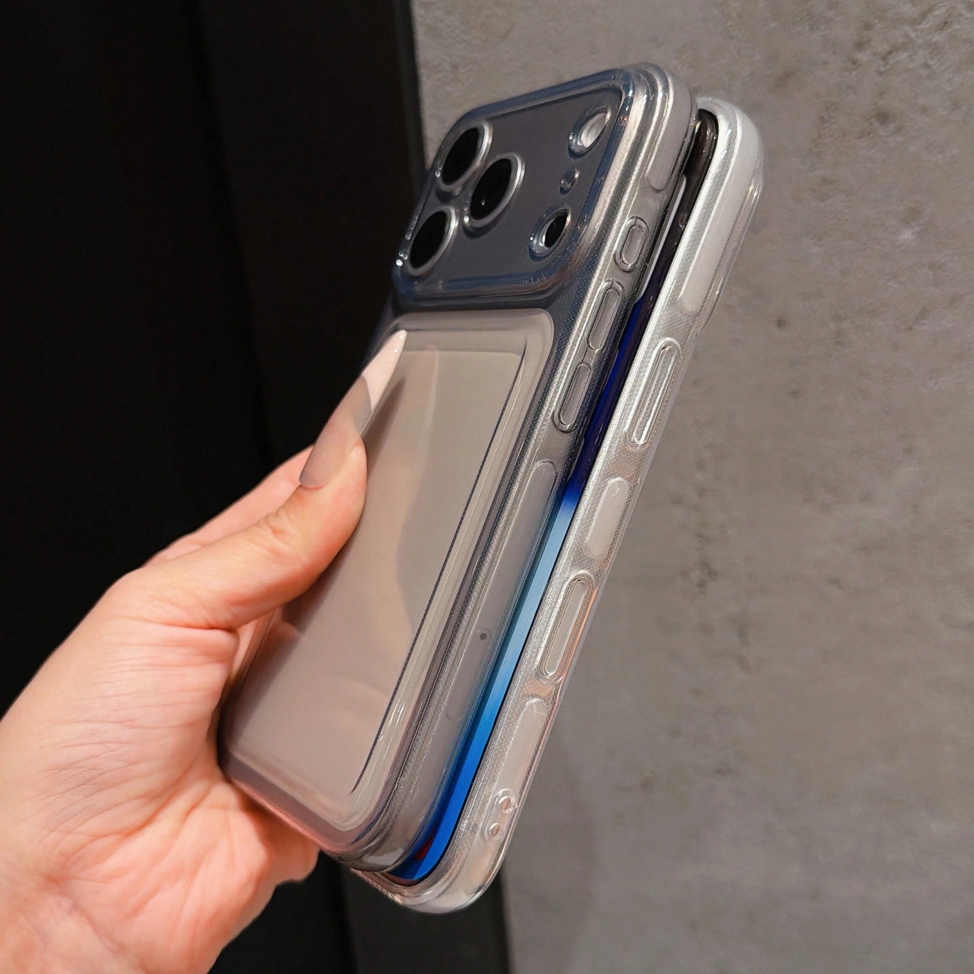 Two-Layer Large Window Clear Phone Case, Anti-Yellow Transparent Split Lens Shockproof Cover For IPhone 17 16 15 14 13 Pro Max