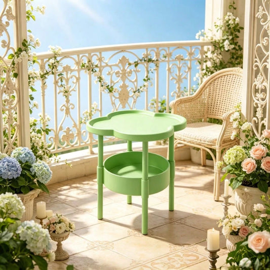 Two-Tier Modern Side Table, Four-Leaf Clover-Shaped Coffee Table, Small Bedside Table, Sofa, Bedroom, Living Room, Side Table, Snack Table