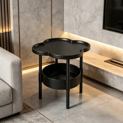 Two-Tier Modern Side Table, Four-Leaf Clover-Shaped Coffee Table, Small Bedside Table, Sofa, Bedroom, Living Room, Side Table, Snack Table