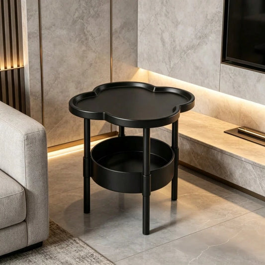 Two-Tier Modern Side Table, Four-Leaf Clover-Shaped Coffee Table, Small Bedside Table, Sofa, Bedroom, Living Room, Side Table, Snack Table