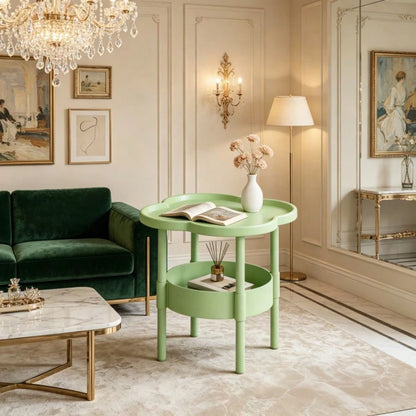 Two-Tier Modern Side Table, Four-Leaf Clover-Shaped Coffee Table, Small Bedside Table, Sofa, Bedroom, Living Room, Side Table, Snack Table