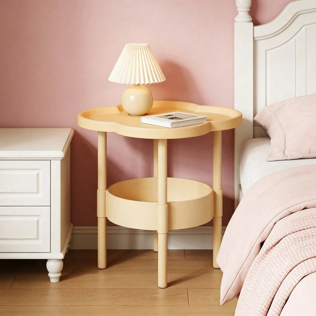 Two-Tier Modern Side Table, Four-Leaf Clover-Shaped Coffee Table, Small Bedside Table, Sofa, Bedroom, Living Room, Side Table, Snack Table
