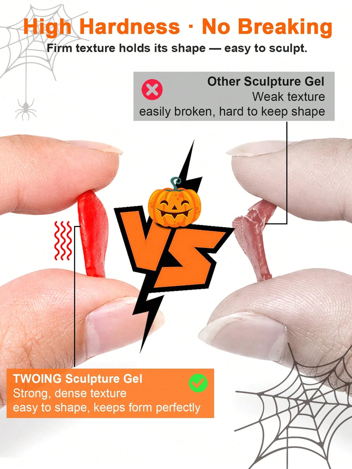 TWOING 12 Colors Halloween 3D 4D Sculpture Gel Kit With Nail Art Pen, Non-Sticky Soak Off Carving And Sculpting Gel, Firm Texture Embossed Painting Gel For Pumpkin Ghost Spider Web DIY Nail Design Sal