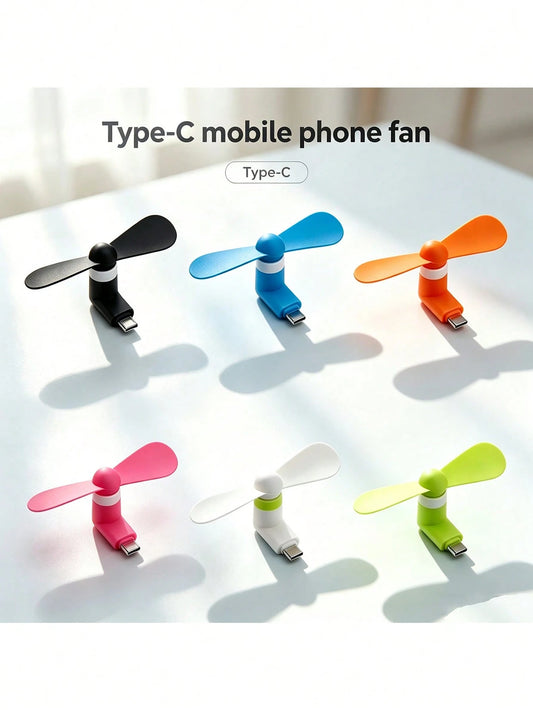 Type-C Mini Phone Fan, Portable Plug And Play USB Cooling Fan, Silent Soft Blades Pocket Travel Fan, Compact Mini Cooler Fan For Android Type-C Phones, Power Bank Laptop Summer Outdoor Camping Hiking