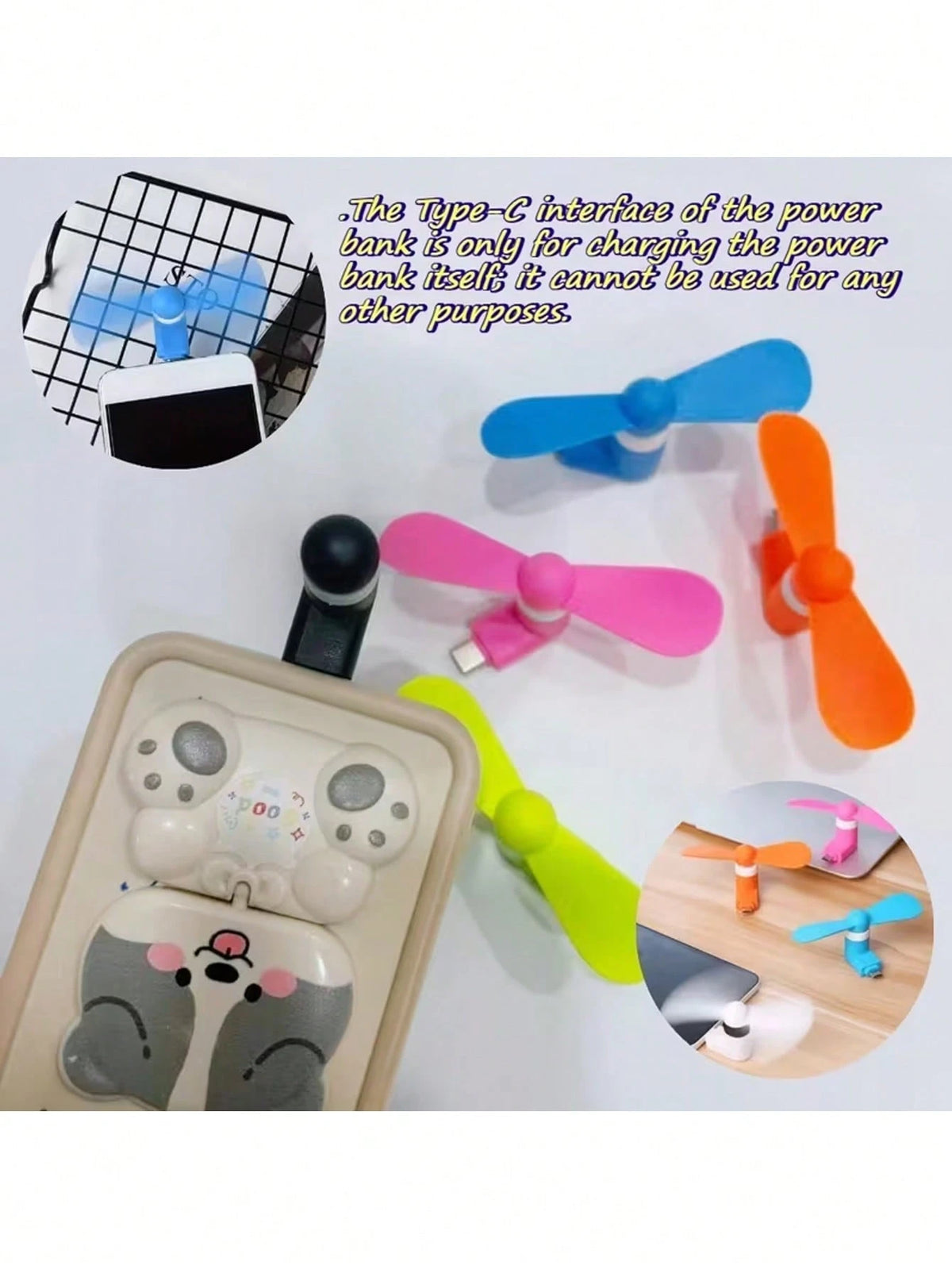 Type-C Mini Phone Fan, Portable Plug And Play USB Cooling Fan, Silent Soft Blades Pocket Travel Fan, Compact Mini Cooler Fan For Android Type-C Phones, Power Bank Laptop Summer Outdoor Camping Hiking