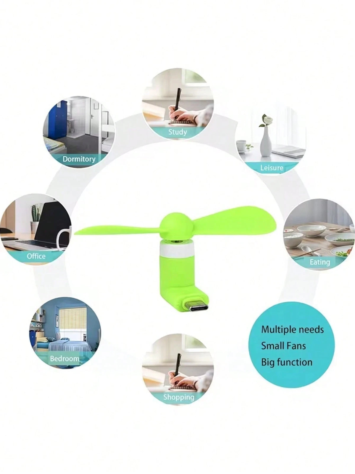 Type-C Mini Phone Fan, Portable Plug And Play USB Cooling Fan, Silent Soft Blades Pocket Travel Fan, Compact Mini Cooler Fan For Android Type-C Phones, Power Bank Laptop Summer Outdoor Camping Hiking