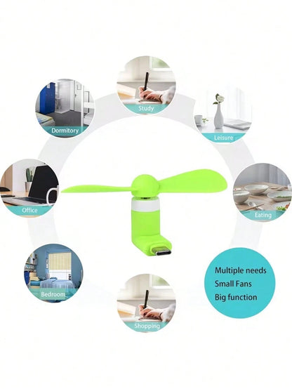 Type-C Mini Phone Fan, Portable Plug And Play USB Cooling Fan, Silent Soft Blades Pocket Travel Fan, Compact Mini Cooler Fan For Android Type-C Phones, Power Bank Laptop Summer Outdoor Camping Hiking